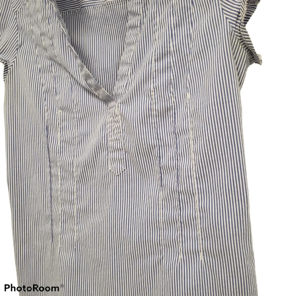 Striped Zara Basic Blouse with Puff Sleeves